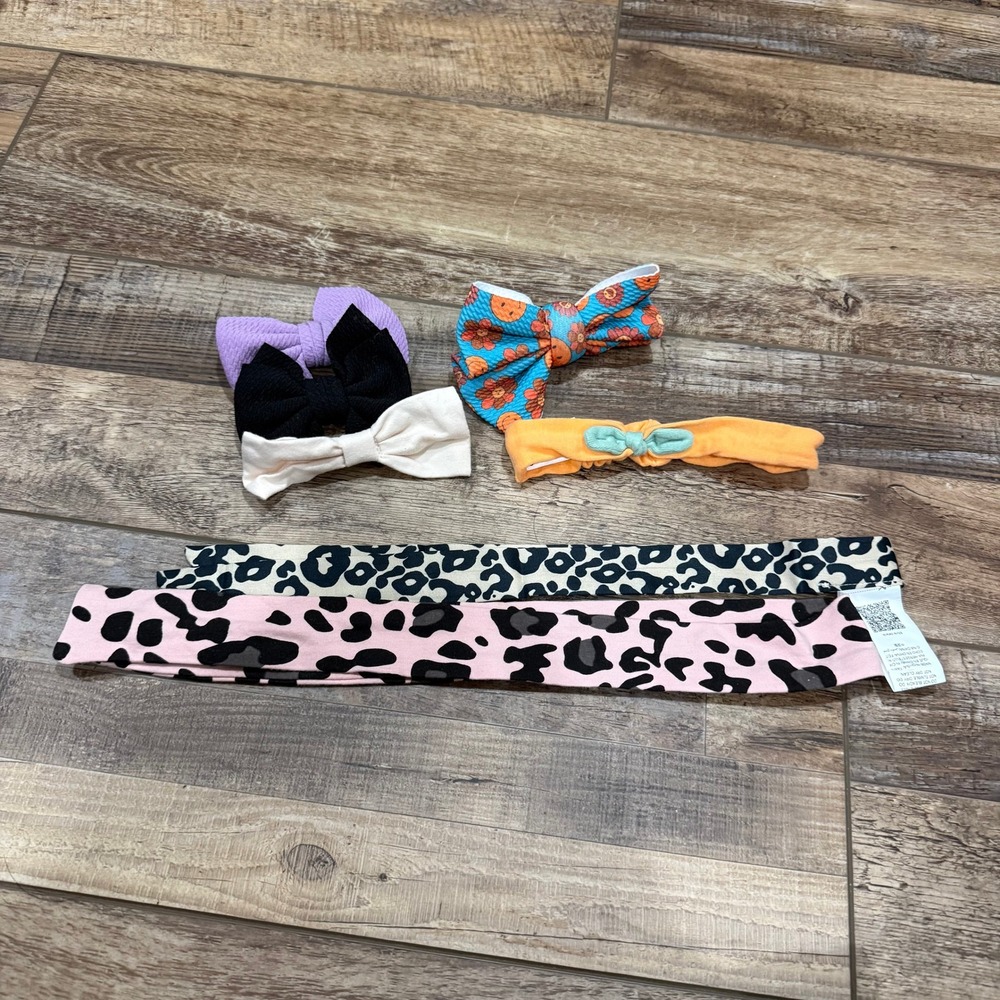 Kids Headbands Bows Lot Various Prints Colors Fabric Hair Accessories‎ 5pc
